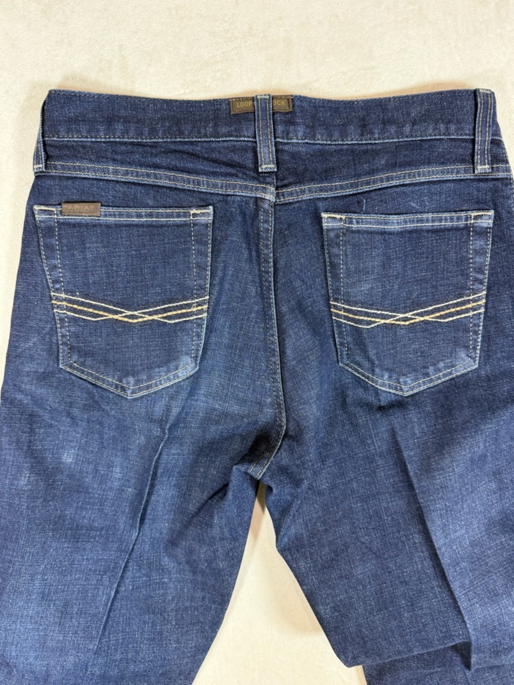 Ariat 30W 36 M1 Vintage Straight Leg Starched Men's Dark Blue Denim Jeans - Picture 8 of 11